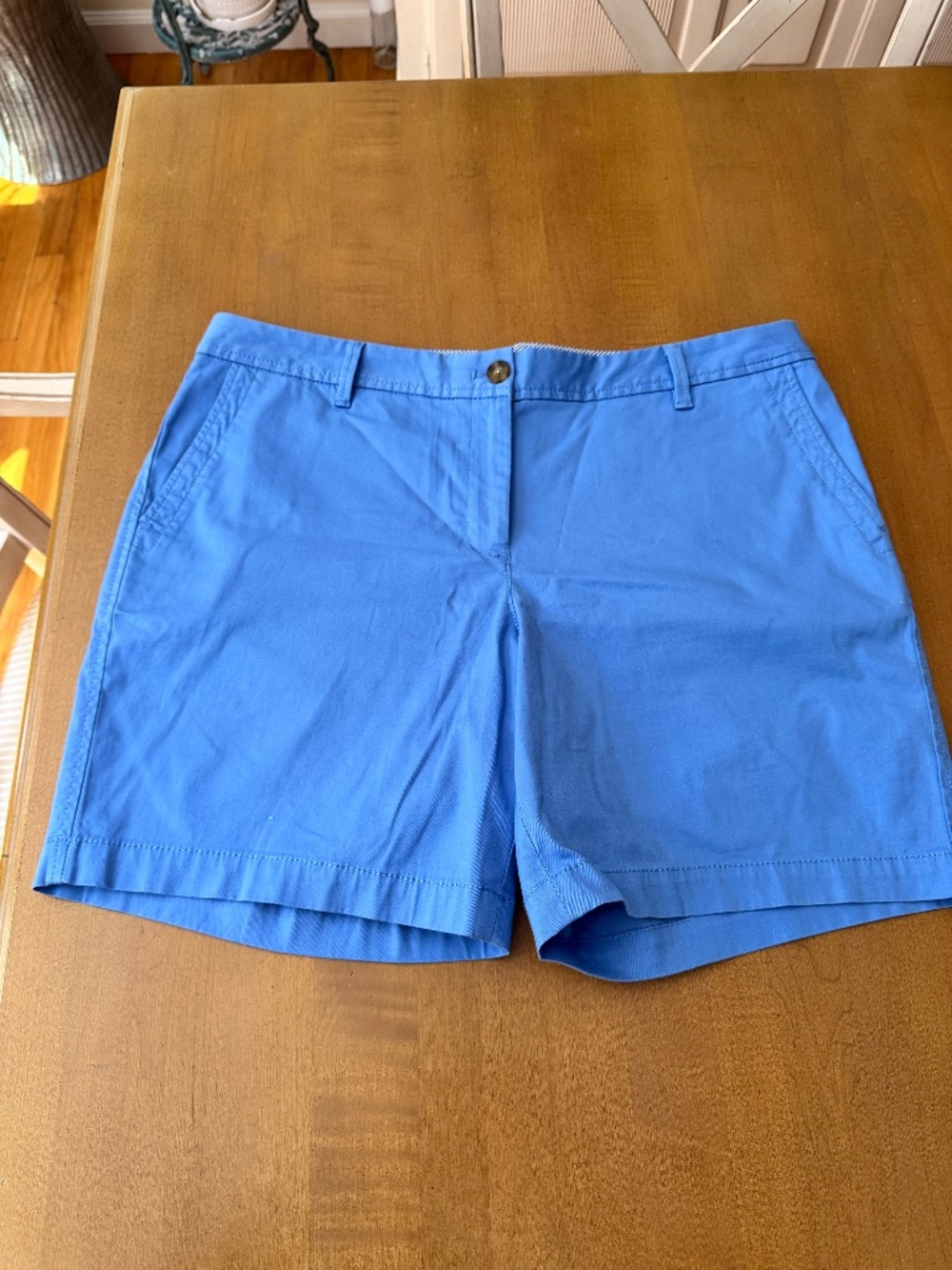 Talbots Blue Chino Shorts Classic Flat Front Tailored Preppy Stretch